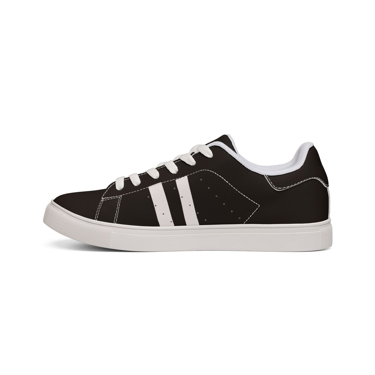 Women's Low-Top Leather Sneakers — Classic Black Casual Trainers
