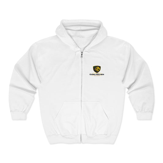 Full-Zip Hooded Sweatshirt — Classic Shield Logo "Golden Wolves"