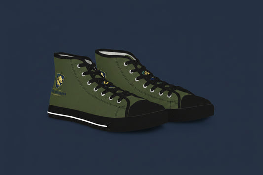 Olive Green High-Top Sneakers for Men — Casual Canvas Streetwear