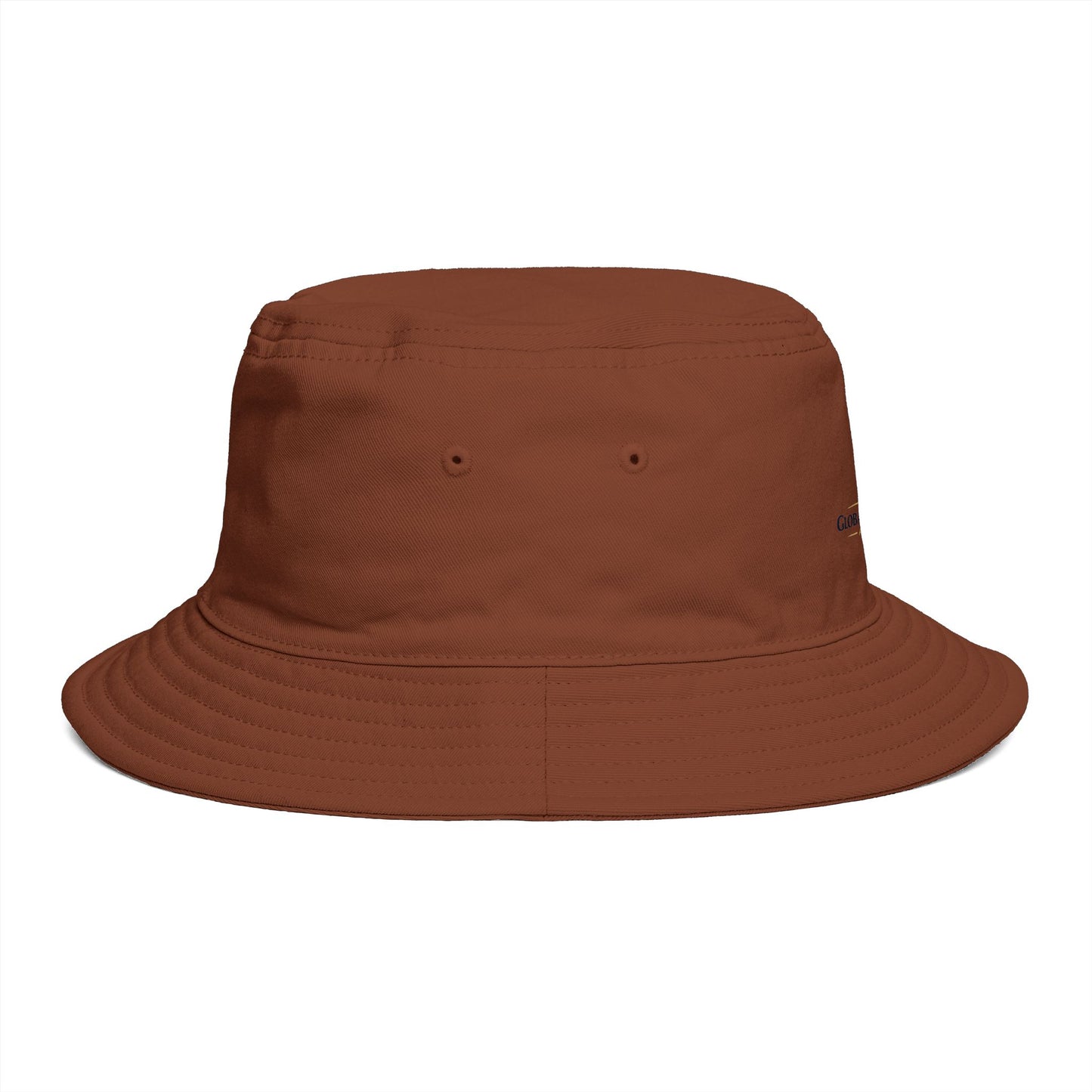 Brown Bucket Hat with Gold Crest Logo — Global Wellness Academy Embroidered Sun Hat