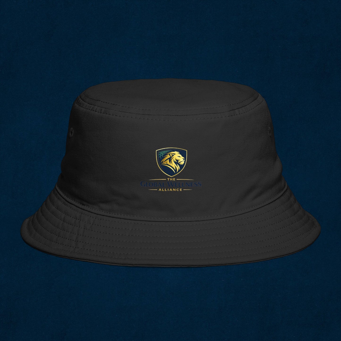 Brown Bucket Hat with Gold Crest Logo — Global Wellness Academy Embroidered Sun Hat