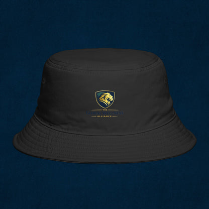 Brown Bucket Hat with Gold Crest Logo — Global Wellness Academy Embroidered Sun Hat