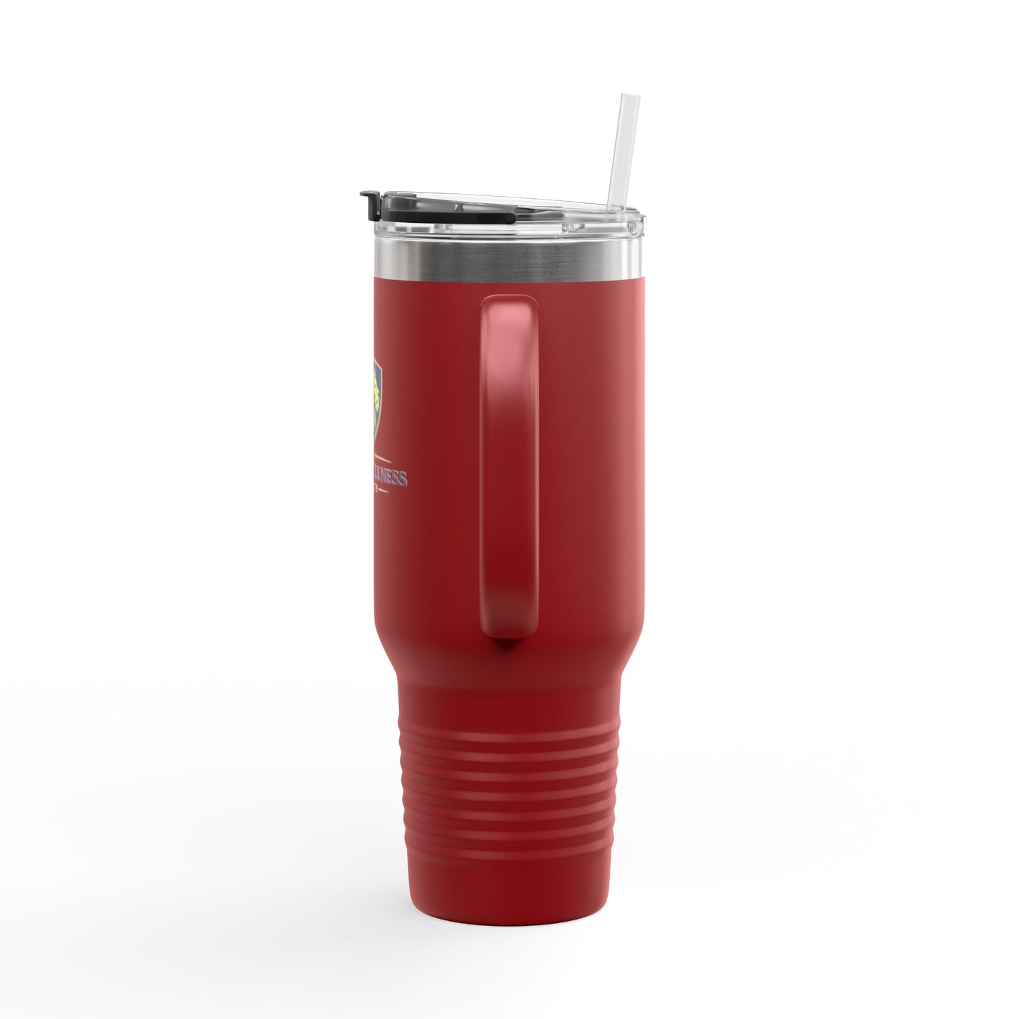 40oz Insulated Travel Mug with Handle — Red Stainless Steel Tumbler, Travel Coffee Cup