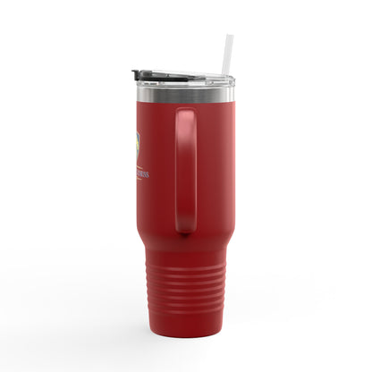 40oz Insulated Travel Mug with Handle — Red Stainless Steel Tumbler, Travel Coffee Cup