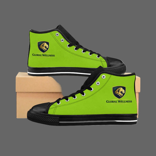 High-Top Sneakers — Global Wellness Logo Lime Green