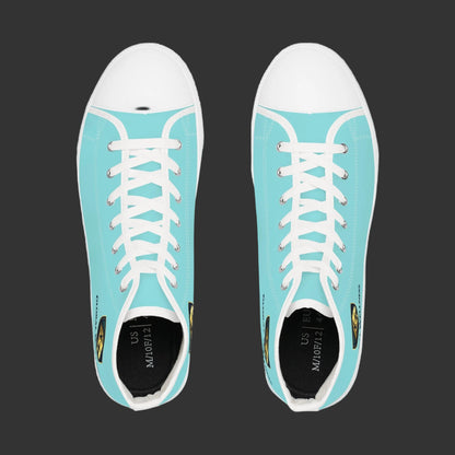 Turquoise High Top Sneakers with Gold Crest Accent — Men's Casual Canvas Shoes