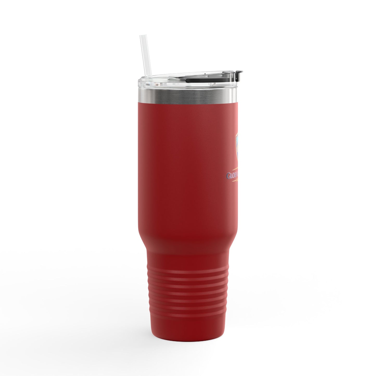 40oz Insulated Travel Mug with Handle — Red Stainless Steel Tumbler, Travel Coffee Cup