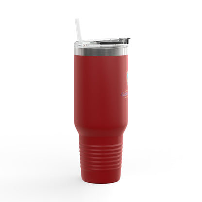 40oz Insulated Travel Mug with Handle — Red Stainless Steel Tumbler, Travel Coffee Cup
