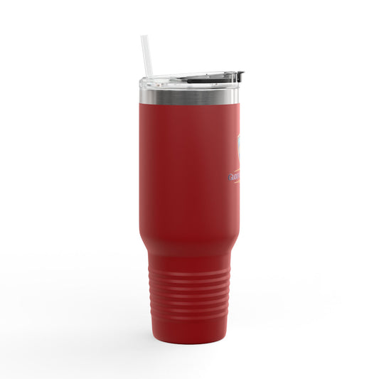 40oz Insulated Travel Mug with Handle — Red Stainless Steel Tumbler, Travel Coffee Cup