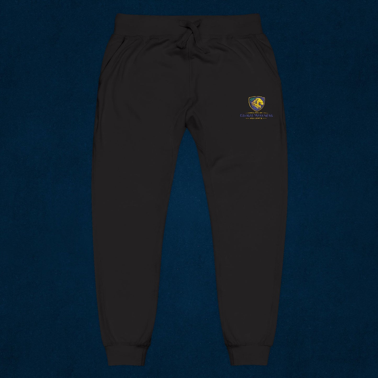 Embroidered White Fleece Sweatpants — Small Tiger Crest Logo