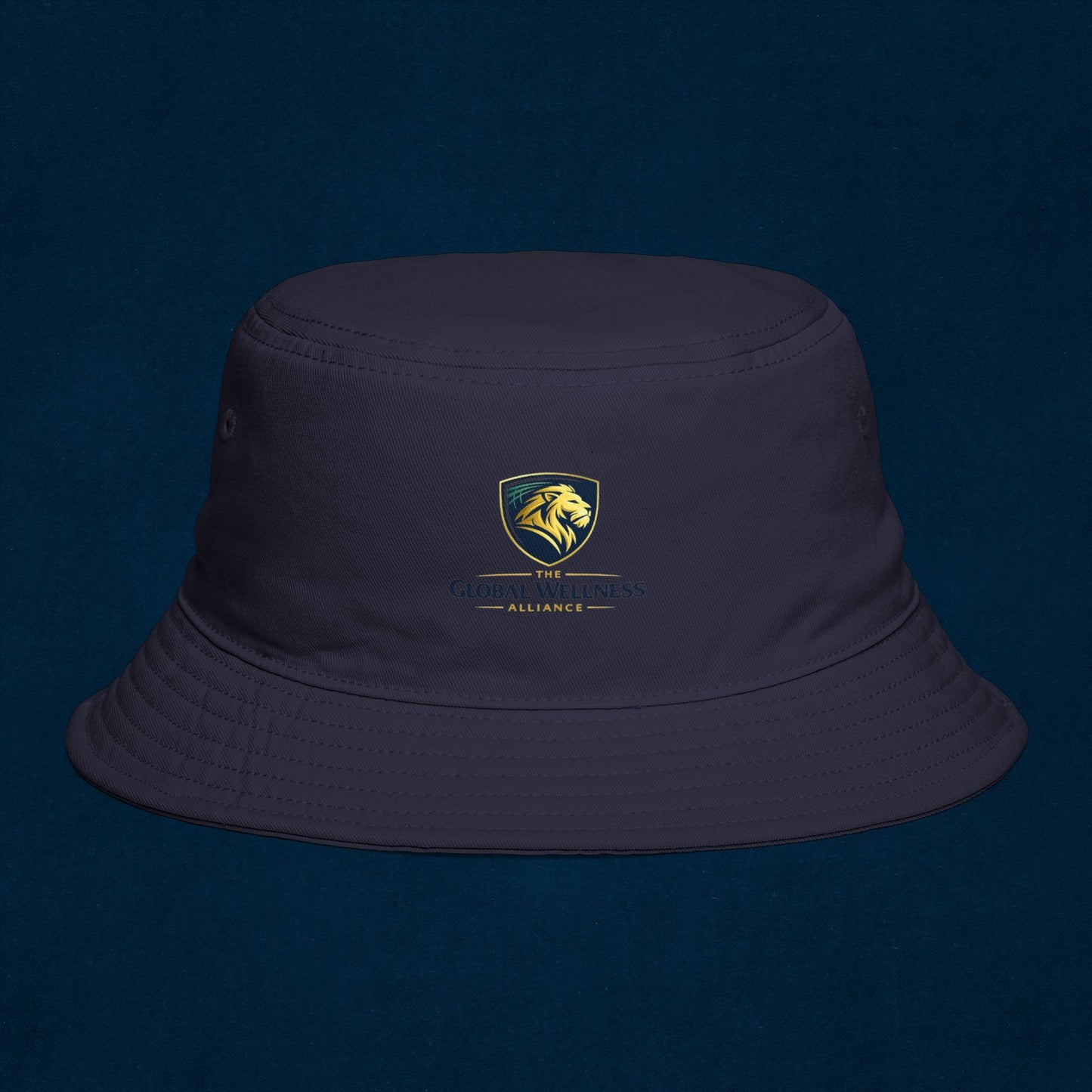 Brown Bucket Hat with Gold Crest Logo — Global Wellness Academy Embroidered Sun Hat