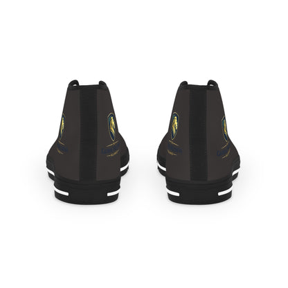 Men's Black High-Top Sneakers with Lion Crest — Casual Streetwear Shoes