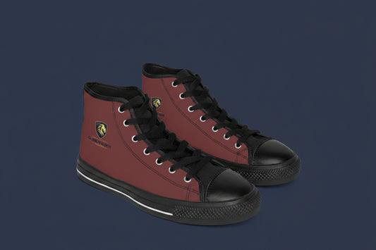 High-Top Sneakers — Burgundy 'Global Wellness' Logo Shoes