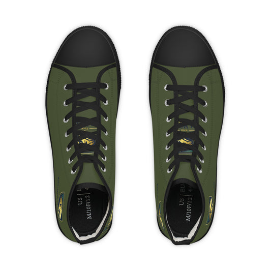 Olive Green High-Top Sneakers for Men — Casual Canvas Streetwear