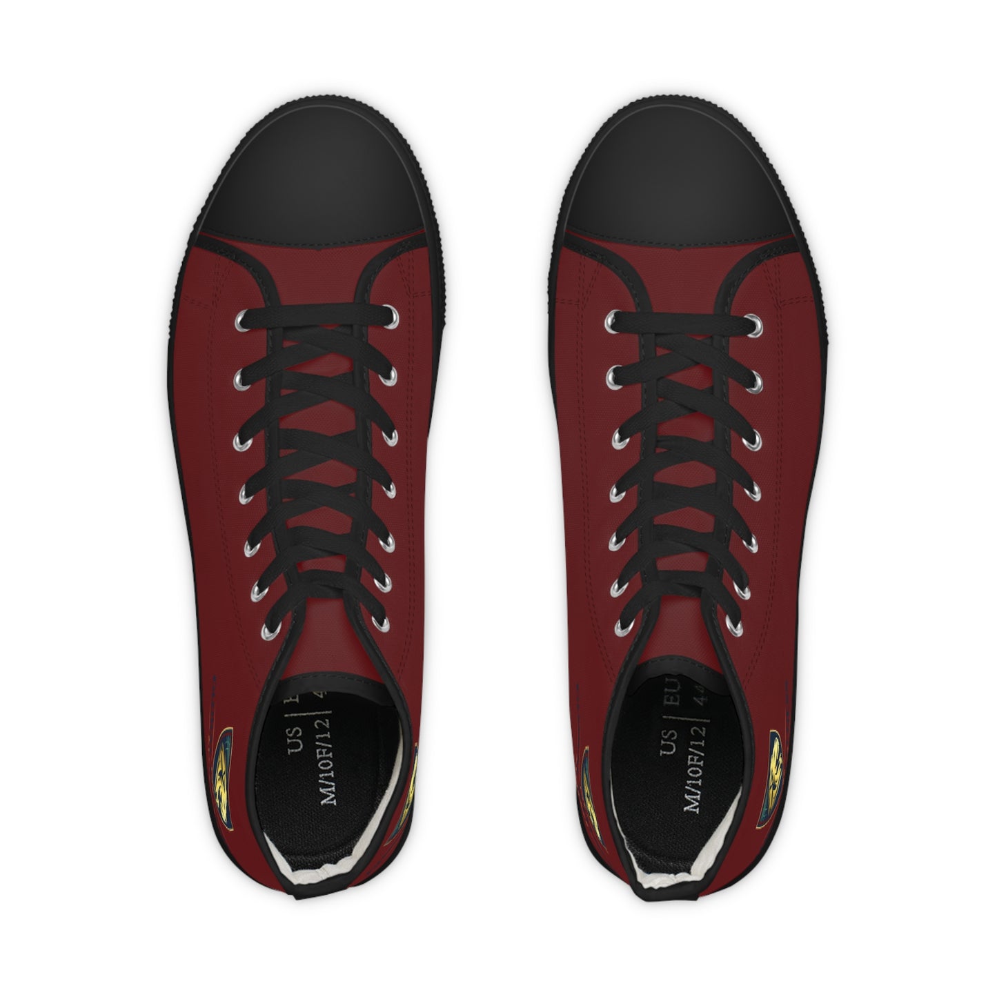 High Top Sneakers — Burgundy Athletic Canvas Shoes for Men
