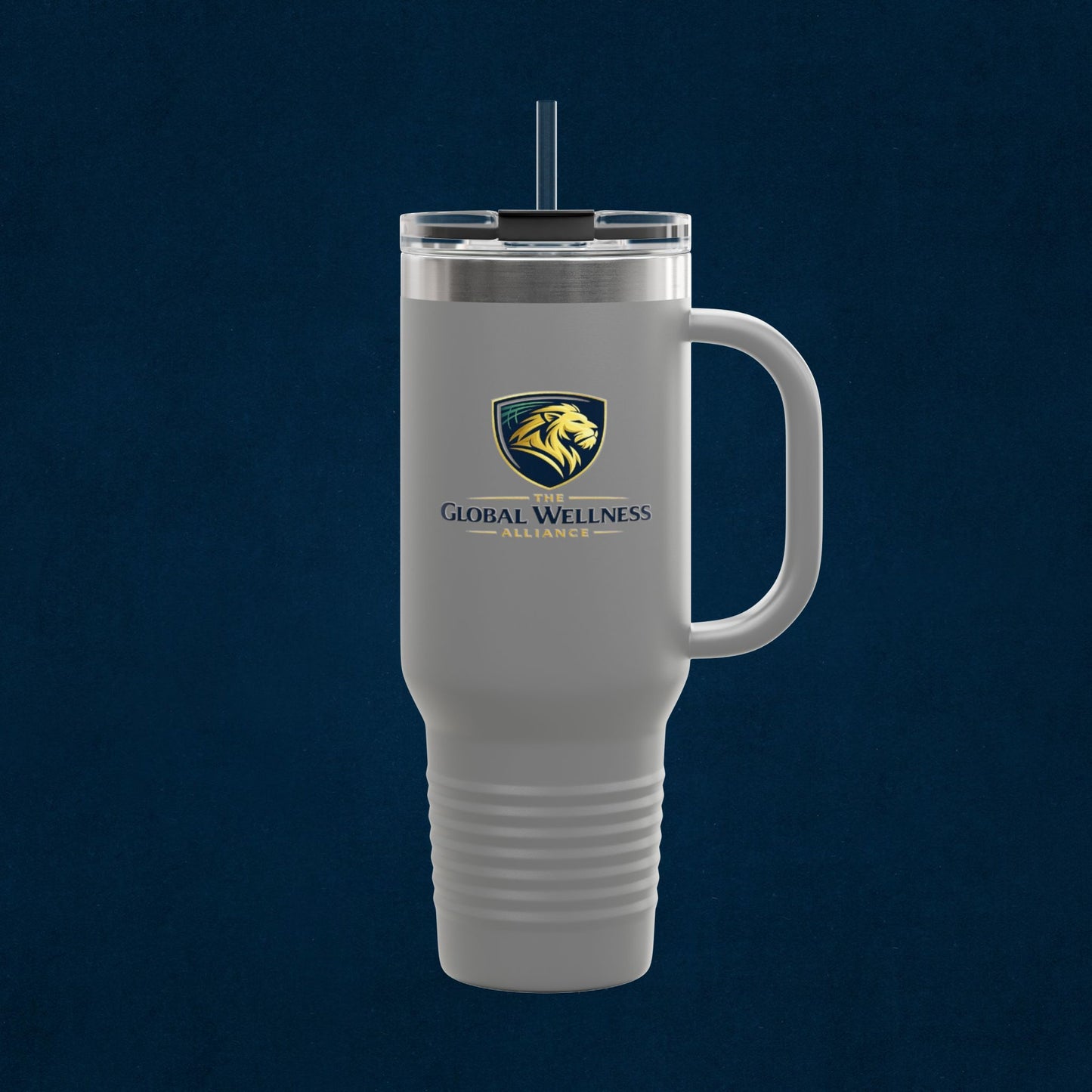 40oz Insulated Travel Mug with Handle — Red Stainless Steel Tumbler, Travel Coffee Cup