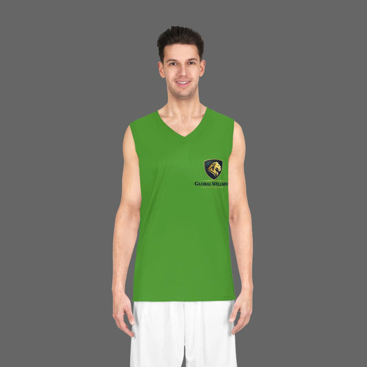 Global Wellness Green Basketball Jersey - Lion Logo Athletic Tank