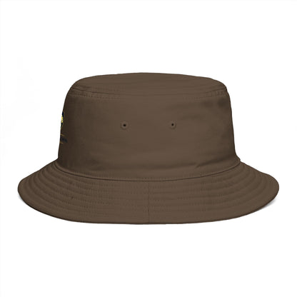 Brown Bucket Hat with Gold Crest Logo — Global Wellness Academy Embroidered Sun Hat