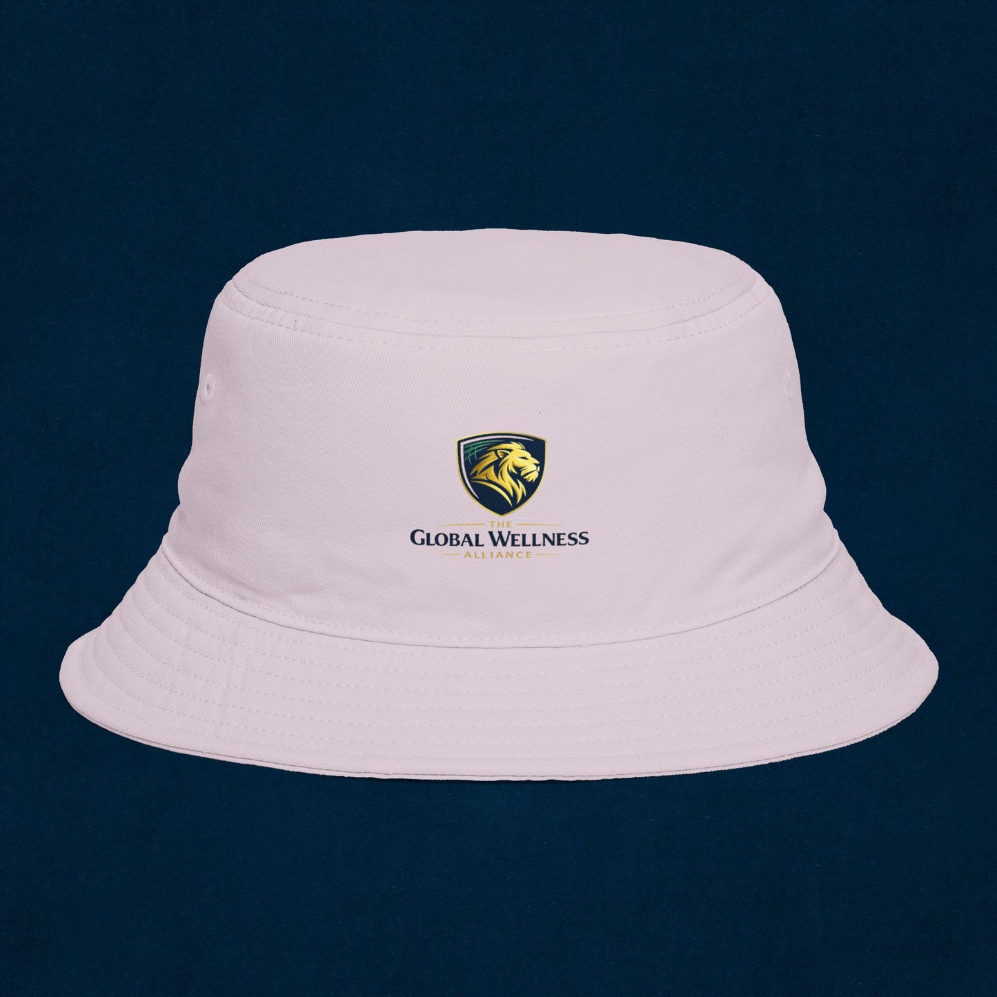 Brown Bucket Hat with Gold Crest Logo — Global Wellness Academy Embroidered Sun Hat