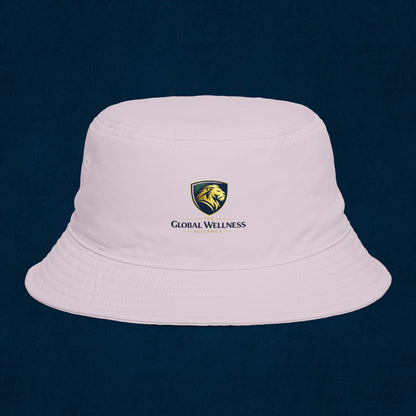 Brown Bucket Hat with Gold Crest Logo — Global Wellness Academy Embroidered Sun Hat