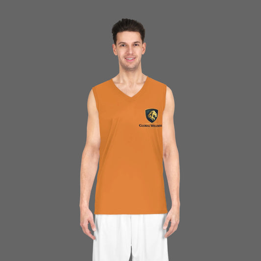 Global Wellness Orange Basketball Jersey — Lion Logo Athletic Tank