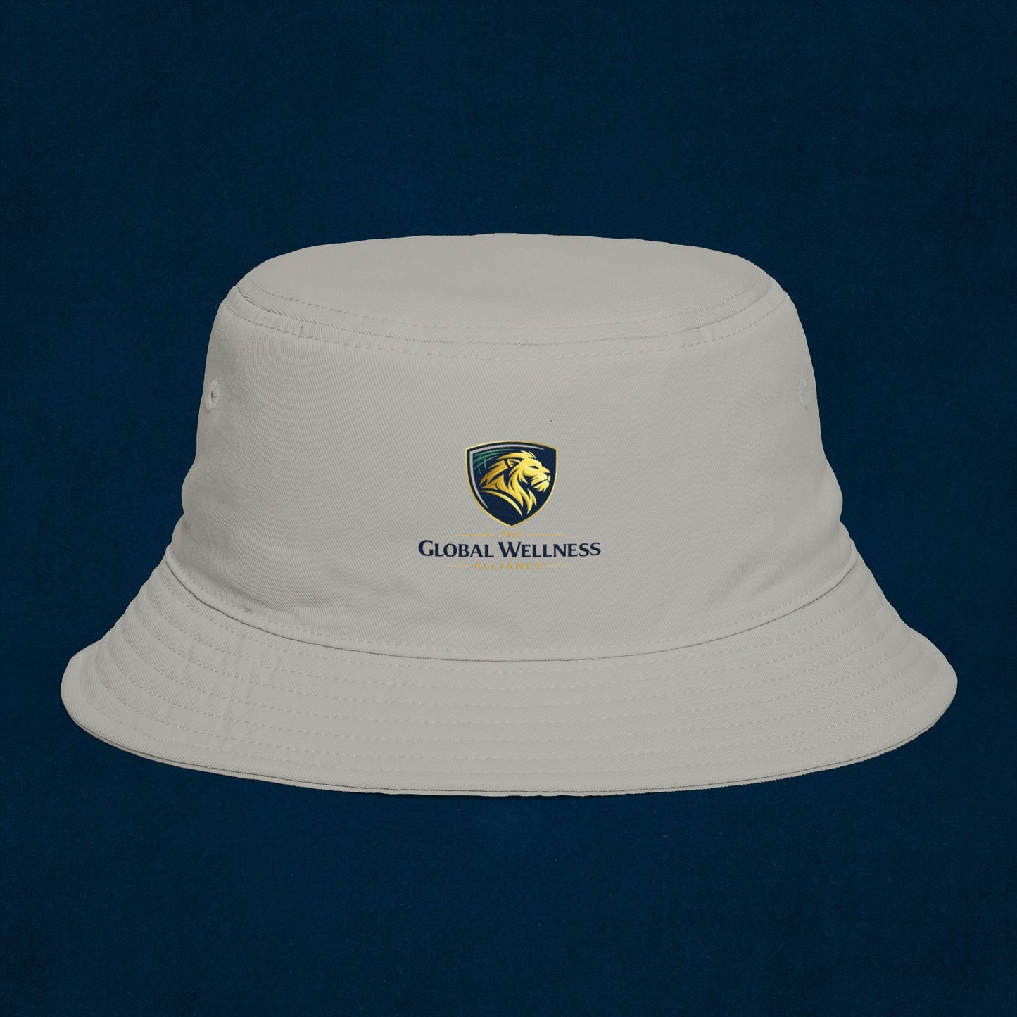 Brown Bucket Hat with Gold Crest Logo — Global Wellness Academy Embroidered Sun Hat
