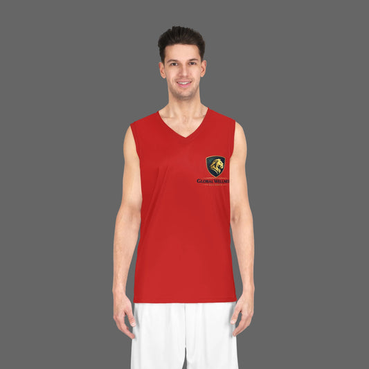 Red Basketball Jersey – Global Wellness Lion Logo Athletic Tank