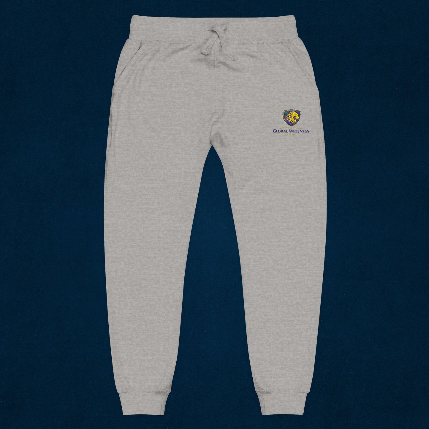 Embroidered White Fleece Sweatpants — Small Tiger Crest Logo