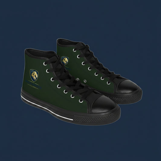 High-Top Sneakers — Green Lion Crest Casual Shoes