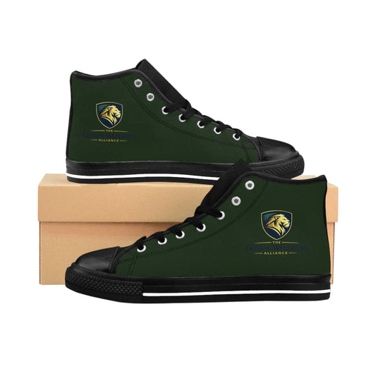 High-Top Sneakers — Green Lion Crest Casual Shoes