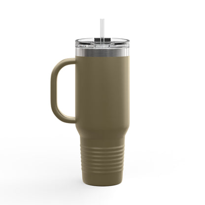 40oz Insulated Travel Mug with Handle — Red Stainless Steel Tumbler, Travel Coffee Cup