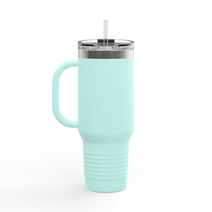 40oz Insulated Travel Mug with Handle — Red Stainless Steel Tumbler, Travel Coffee Cup