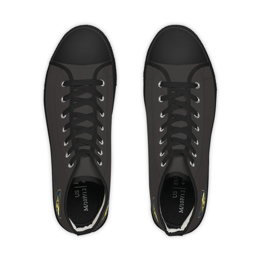 Men's Black High-Top Sneakers with Lion Crest — Casual Streetwear Shoes
