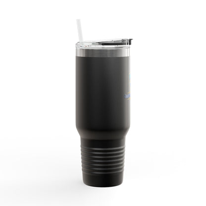 40oz Insulated Travel Mug with Handle — Red Stainless Steel Tumbler, Travel Coffee Cup