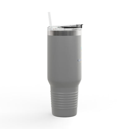 40oz Insulated Travel Mug with Handle — Red Stainless Steel Tumbler, Travel Coffee Cup