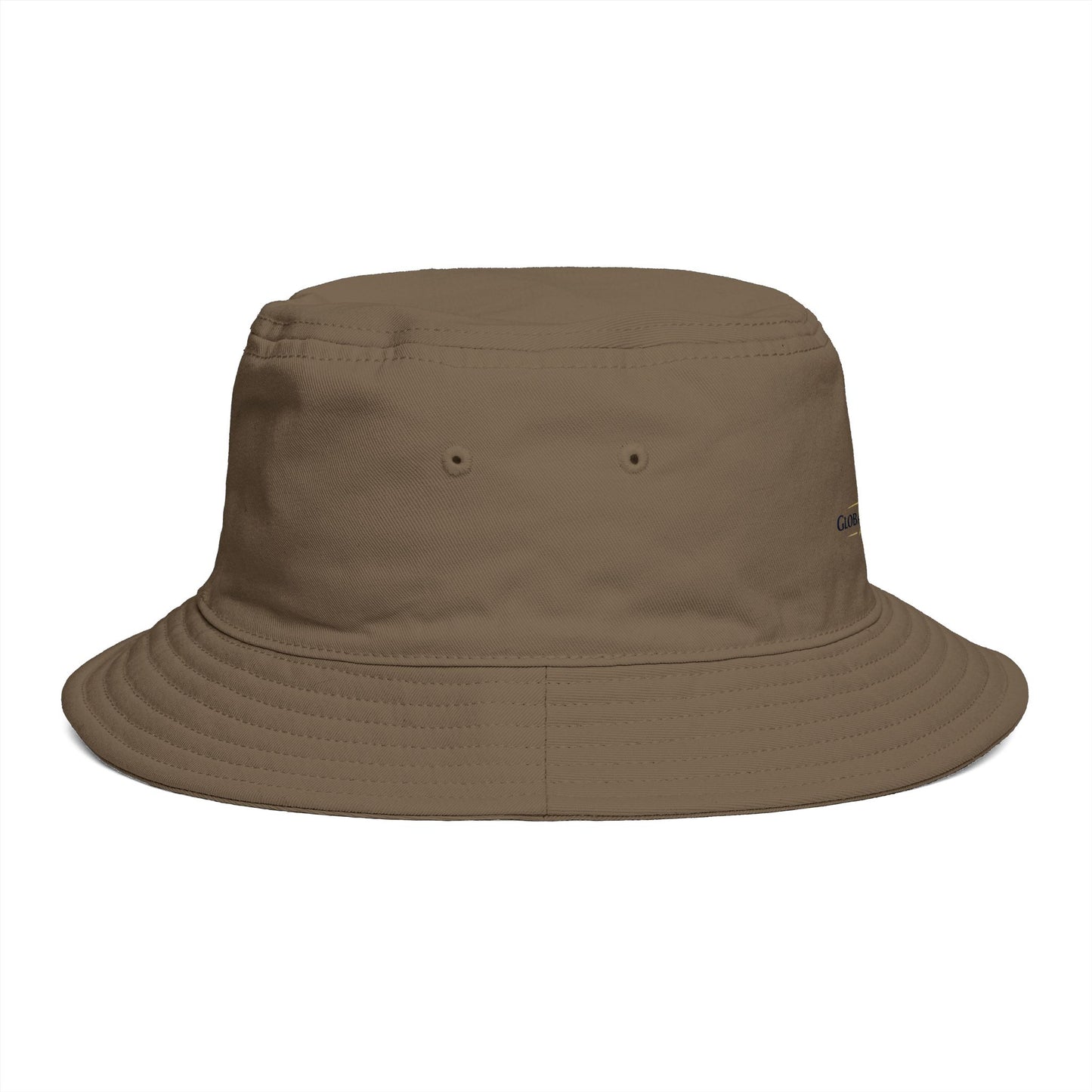 Brown Bucket Hat with Gold Crest Logo — Global Wellness Academy Embroidered Sun Hat