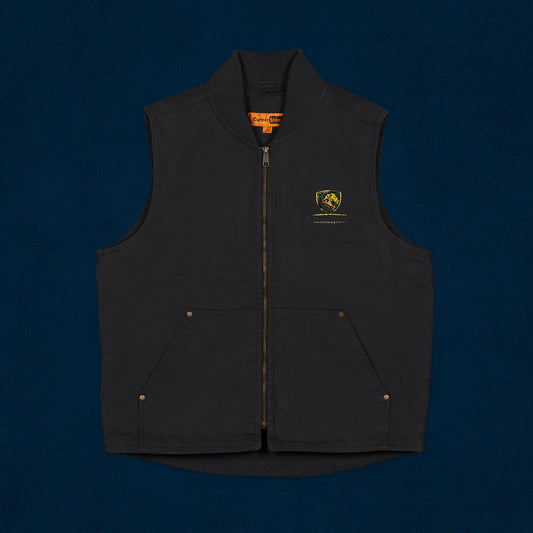 Embroidered Washed Duck Cloth Work Vest — Durable Utility Vest with Chest Logo