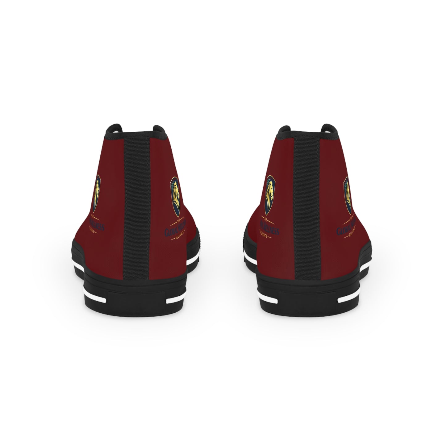 High Top Sneakers — Burgundy Athletic Canvas Shoes for Men