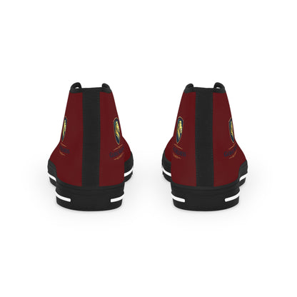 High Top Sneakers — Burgundy Athletic Canvas Shoes for Men