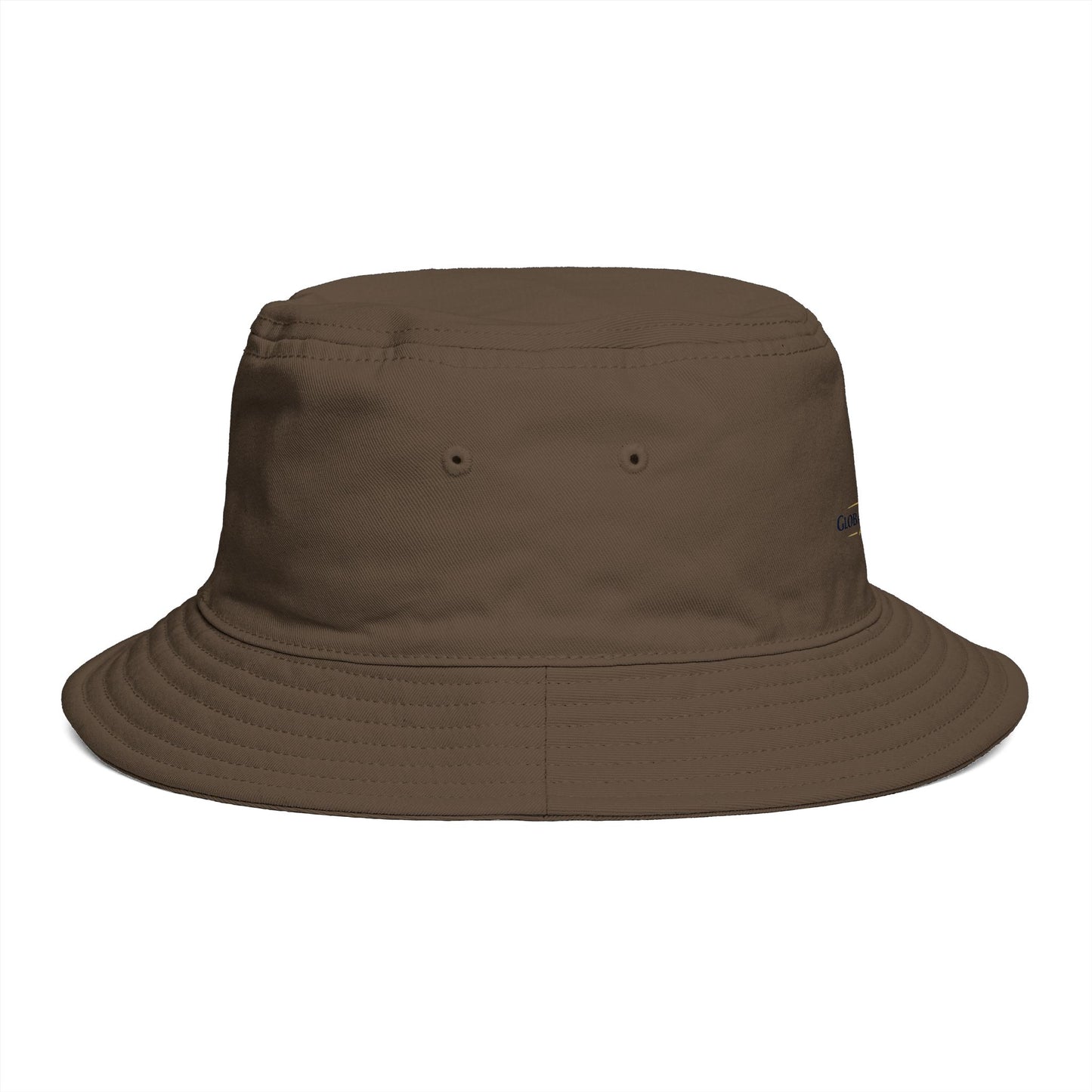 Brown Bucket Hat with Gold Crest Logo — Global Wellness Academy Embroidered Sun Hat