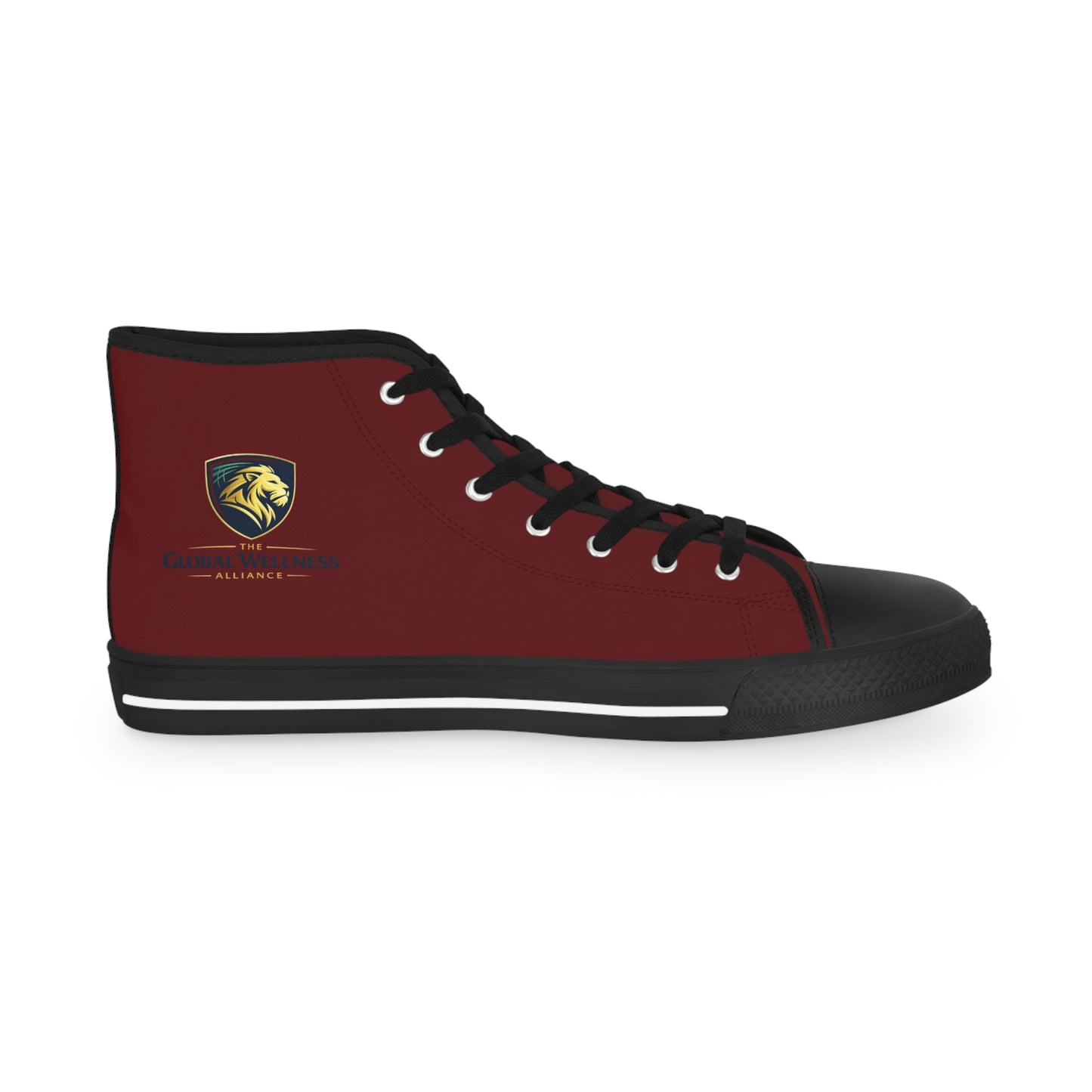 High Top Sneakers — Burgundy Athletic Canvas Shoes for Men