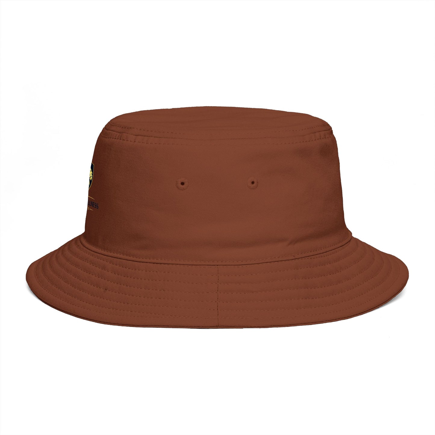 Brown Bucket Hat with Gold Crest Logo — Global Wellness Academy Embroidered Sun Hat