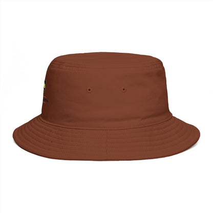 Brown Bucket Hat with Gold Crest Logo — Global Wellness Academy Embroidered Sun Hat
