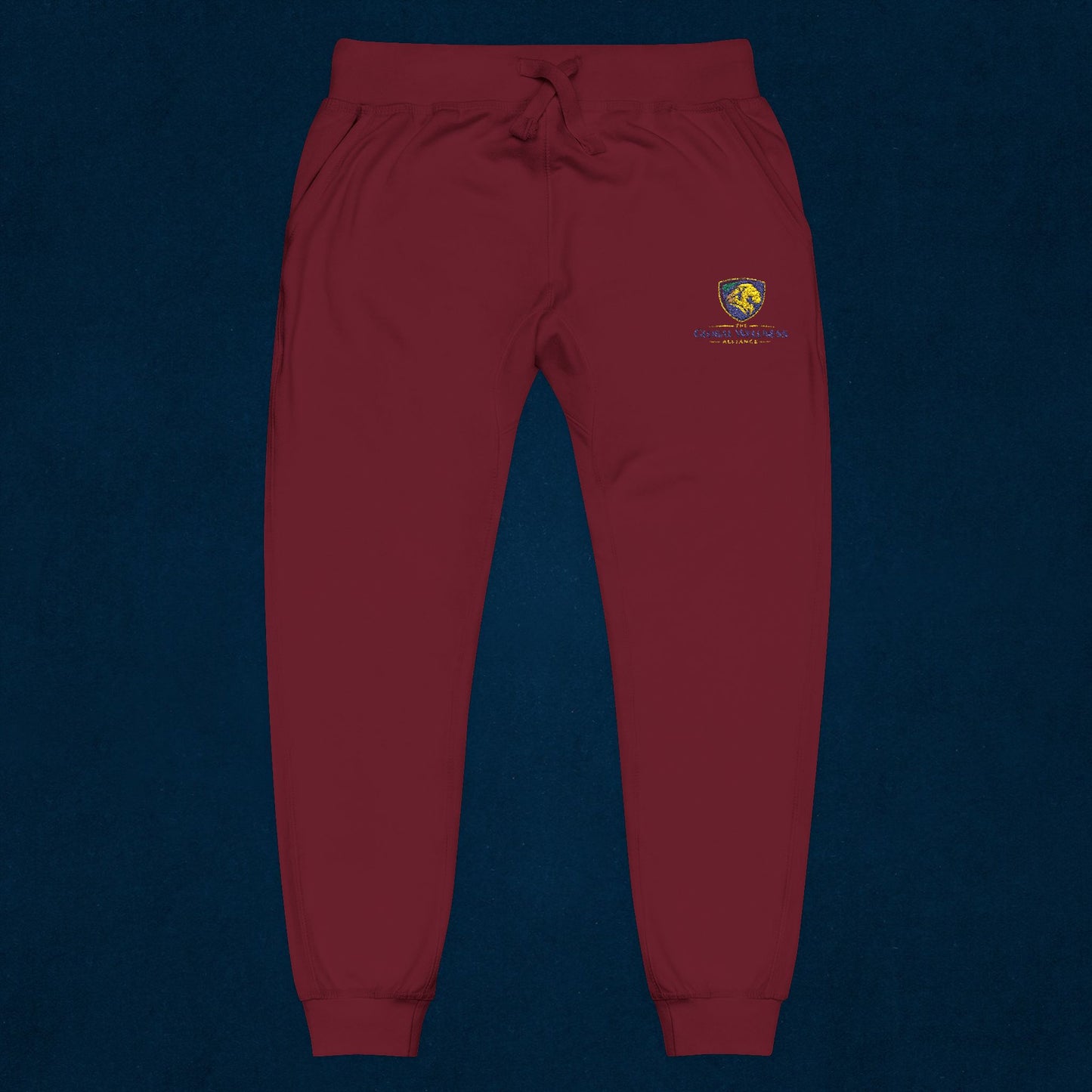 Embroidered White Fleece Sweatpants — Small Tiger Crest Logo