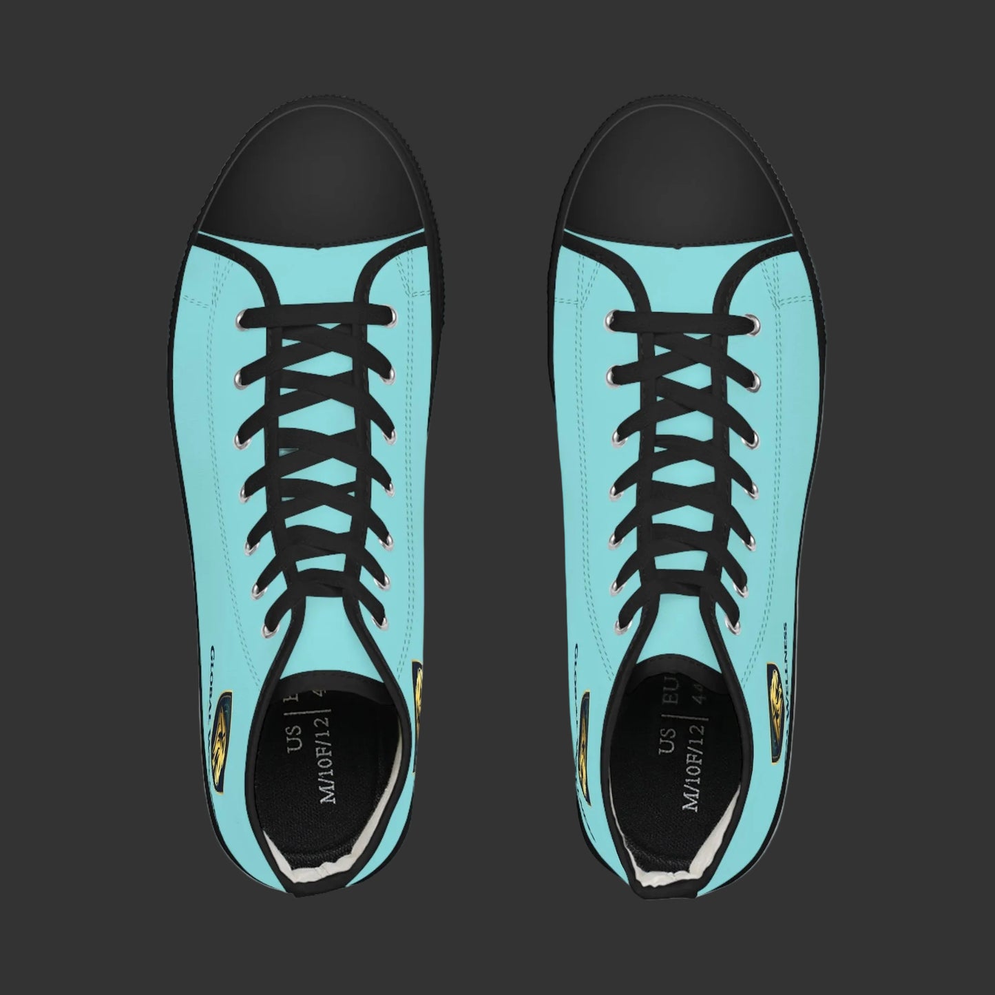 Turquoise High Top Sneakers with Gold Crest Accent — Men's Casual Canvas Shoes