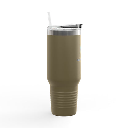 40oz Insulated Travel Mug with Handle — Red Stainless Steel Tumbler, Travel Coffee Cup