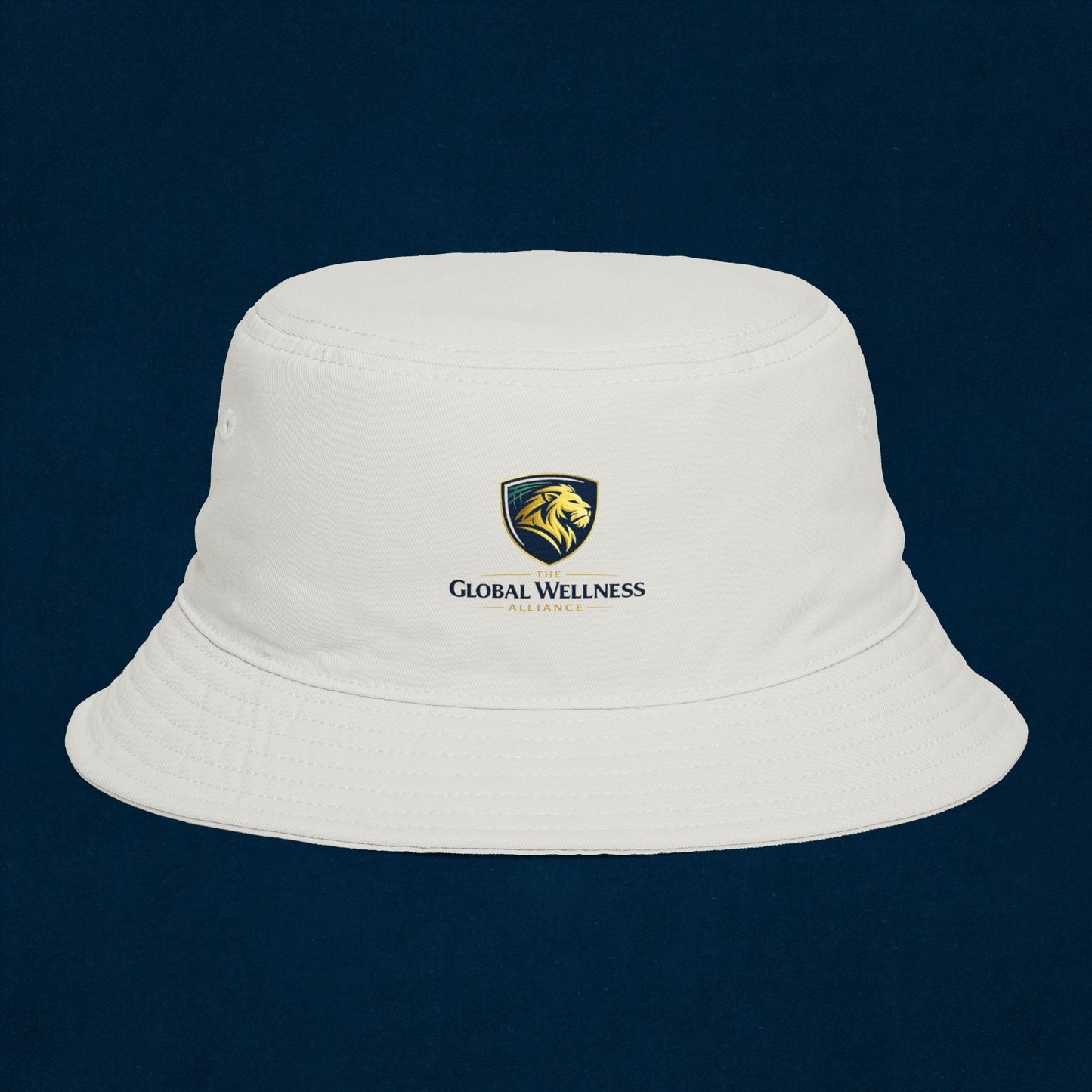 Brown Bucket Hat with Gold Crest Logo — Global Wellness Academy Embroidered Sun Hat