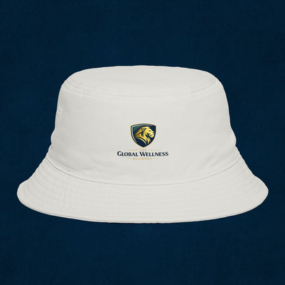 Brown Bucket Hat with Gold Crest Logo — Global Wellness Academy Embroidered Sun Hat