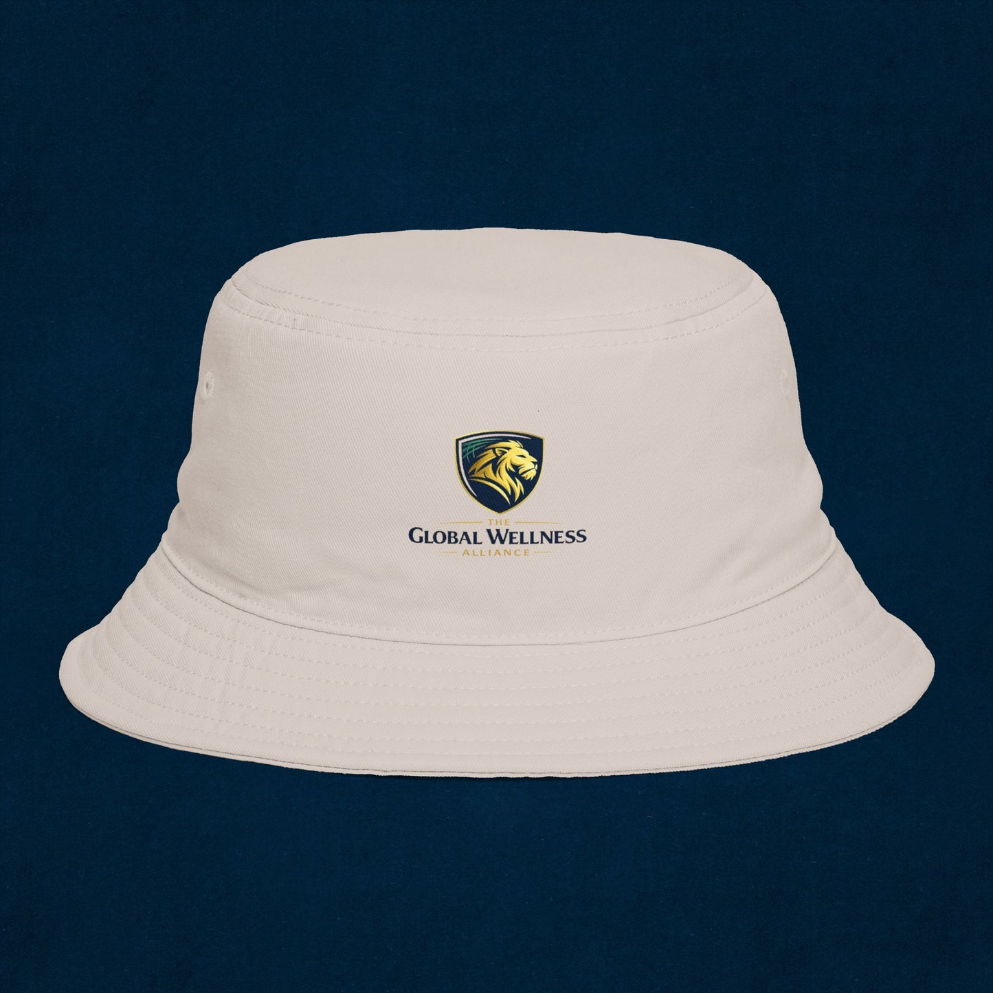 Brown Bucket Hat with Gold Crest Logo — Global Wellness Academy Embroidered Sun Hat