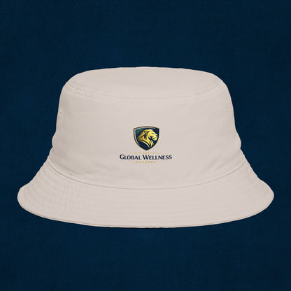 Brown Bucket Hat with Gold Crest Logo — Global Wellness Academy Embroidered Sun Hat